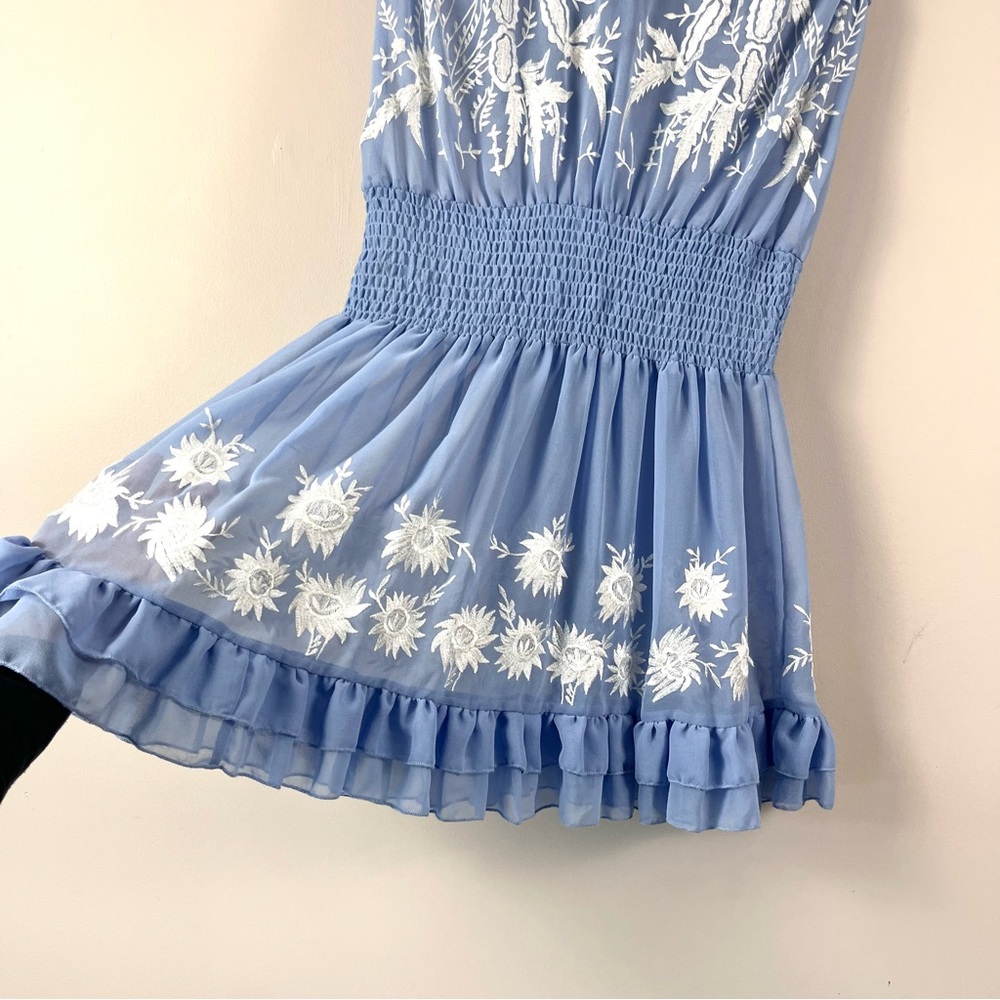 Free People Garden Bloom Mini Dress in Wedgewood Blue XS - Picture 5 of 12
